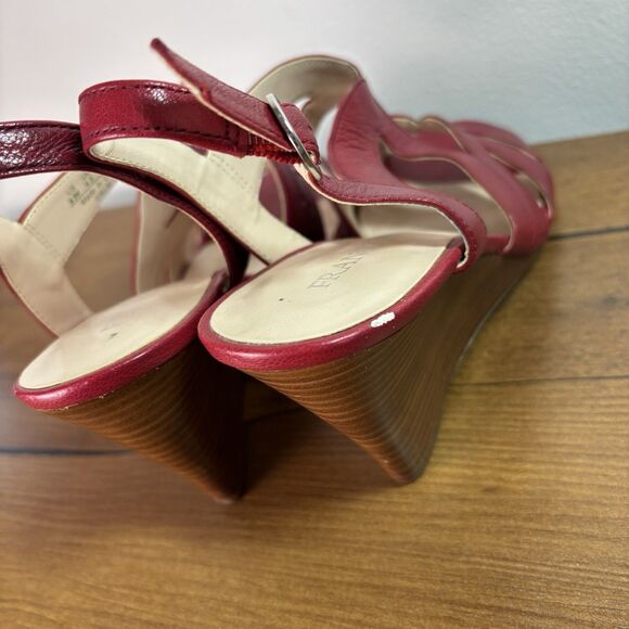 Franco Sarto Womens 6.5 Red Wedge Galia Heels Sandals Strappy - Picture 7 of 14